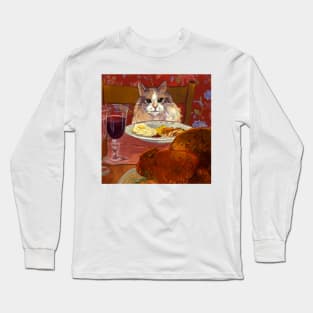 Romantic Dinner with my cat Long Sleeve T-Shirt